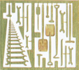 Steam locomotive tool set, brass, 24 parts